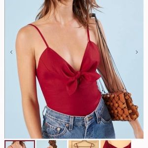 Reformation strawberry tie front tank top